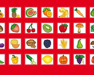 Contrassegni in cotone rossi- Frutta e verdura