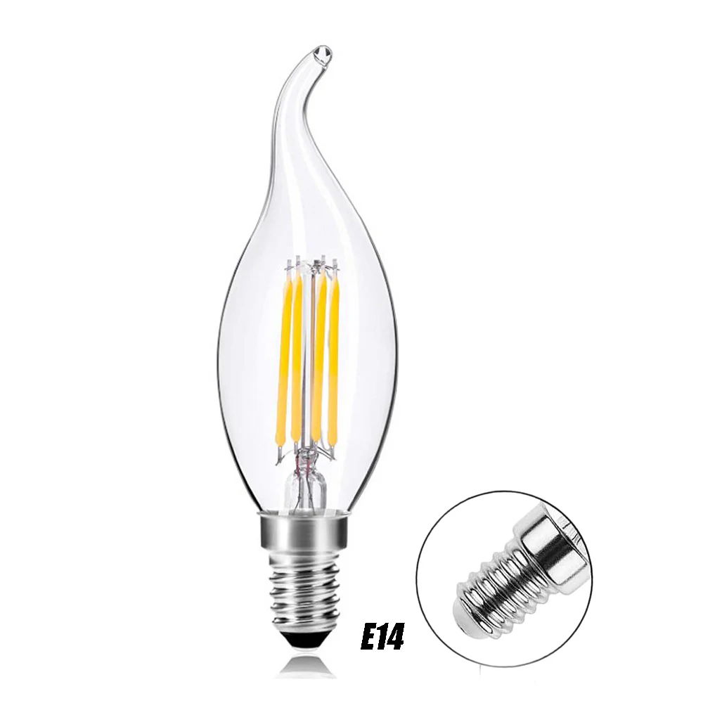 Lampadina LED vetro filamento 4 watt colpo di vento E14 luce - immagine 3