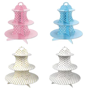 Alzatina 3 ripiani con pois in cartone per muffin cupcake dolci