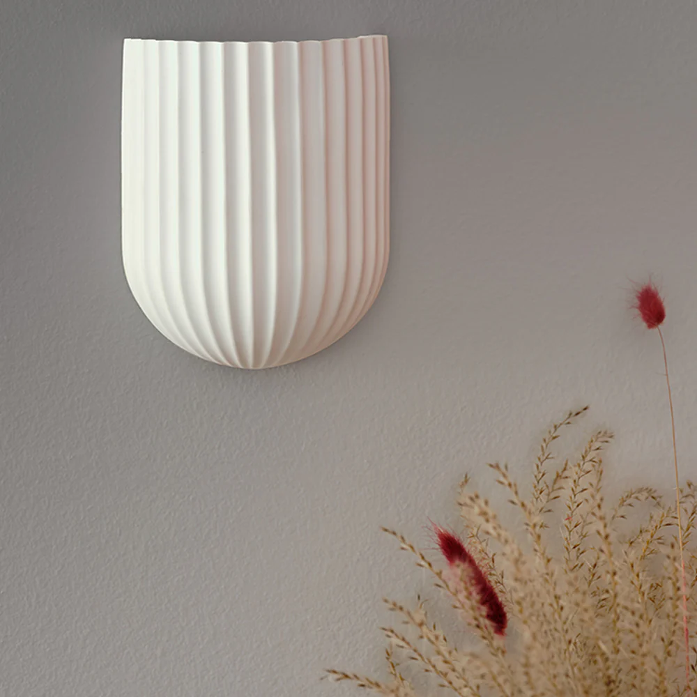 Applique in gesso rigato da parete lampada da muro verniciabile attacco GU10 - immagine 8