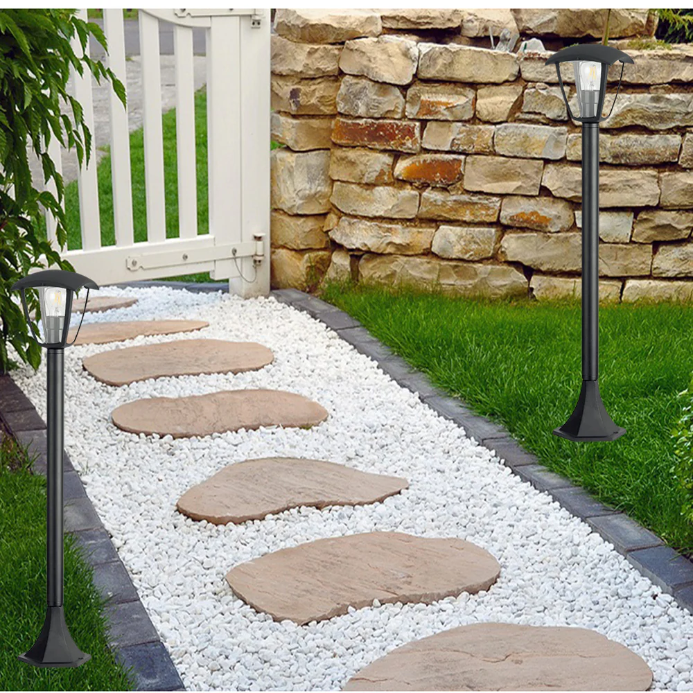 Lampione giardino 86 cm lanterna con attacco E27 grigio e bianco IP44 - immagine 6