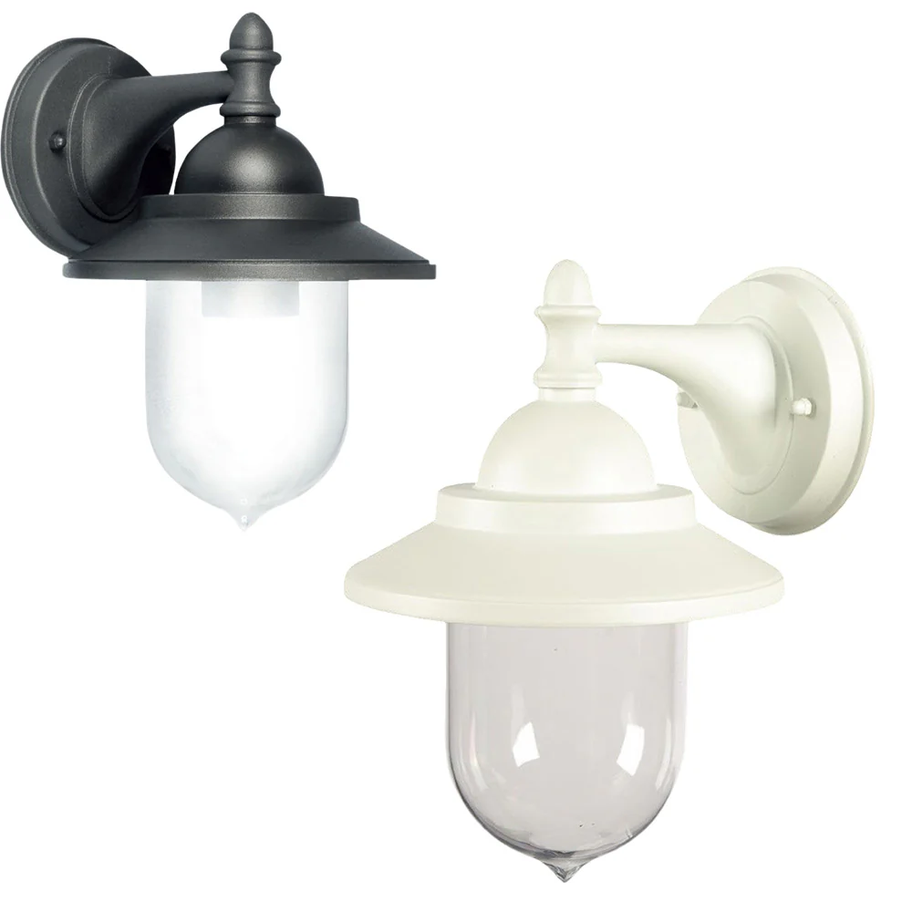 Lanterna da parete appliquestile retrò grigio e bianco E27 IP44 - immagine 2