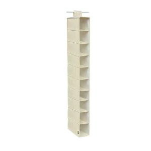 Organizer per armadi beige con 10 ripiani in tessuto richiudibile
