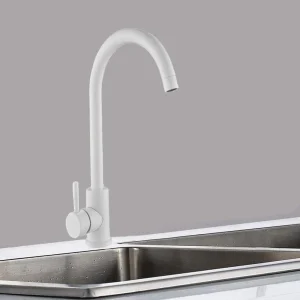 Rubinetto per lavello da cucina canna alta bianco orientabile