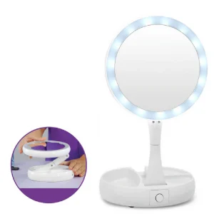 Specchio richiudibile con luci led ricaricabile portatile con zoom 10x